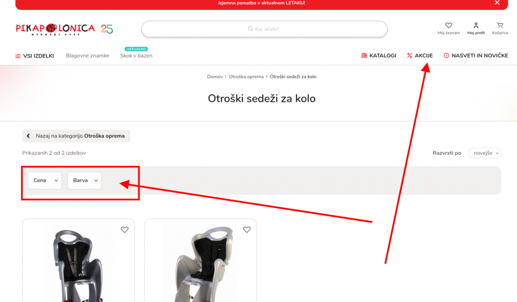 optimizacija otroski sedezi pikapolonica