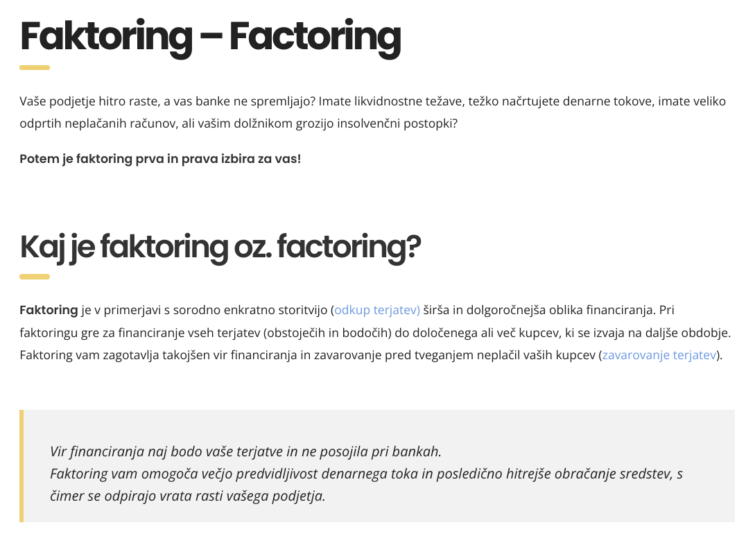 kaj je seo - faktoring